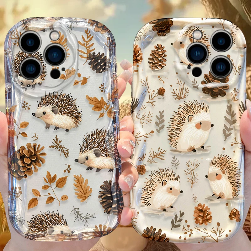 Funda Animal erizo piña para iPhone 17 Air 16 E 15 14 Plus 13 12 Mini 11 Pro Max Fundas de silicona líquida a prueba de golpes Funda