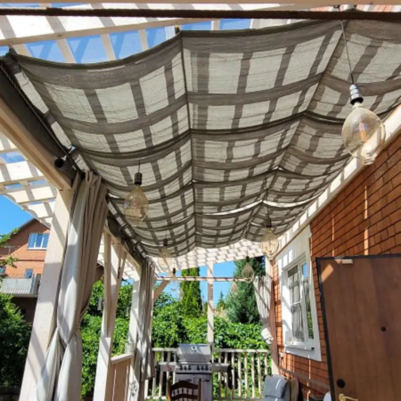 95% UV Block Grey Color HDPE Wave Sunshade Net Retractable Sun Sails Sliding Canopy For Gazebo Pergolas And Swimming Pools
