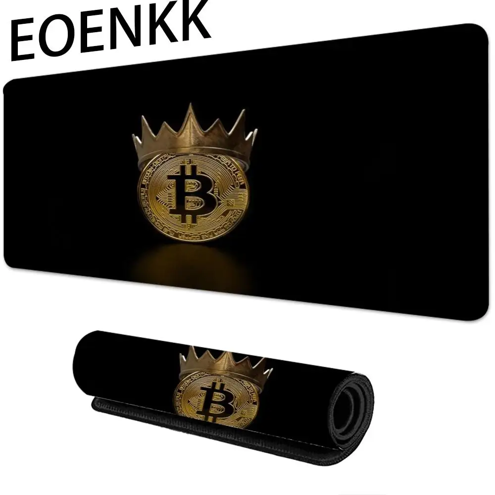 Alas Mouse Besar Bitcoin Anti-Slip dengan Tepi Jahit, Alas Meja untuk Laptop dan Gaming ​   Alas Keyboard