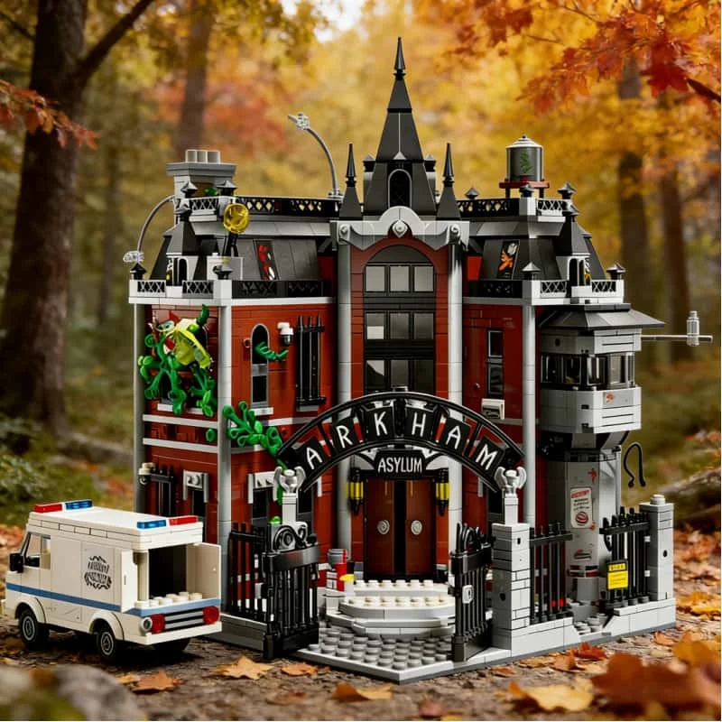 

2025 New hero series Arkham Asylum model Building Block Decoration set, Halloween gift, Christmas children's birthday gift