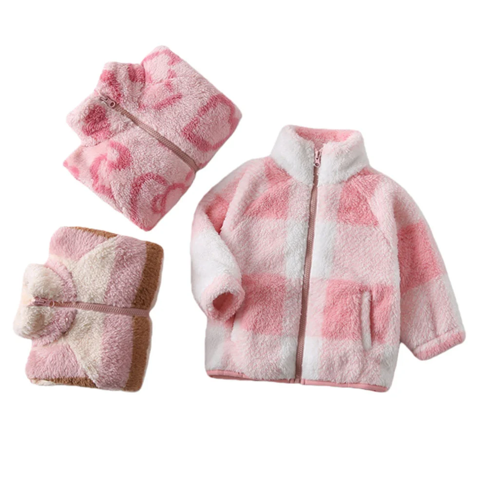 

Kids Fleece Zipper Jacket 2-7T All Printed Outwear for Boys And Girls Toddler Coats with Pockets New Arrival Clothing