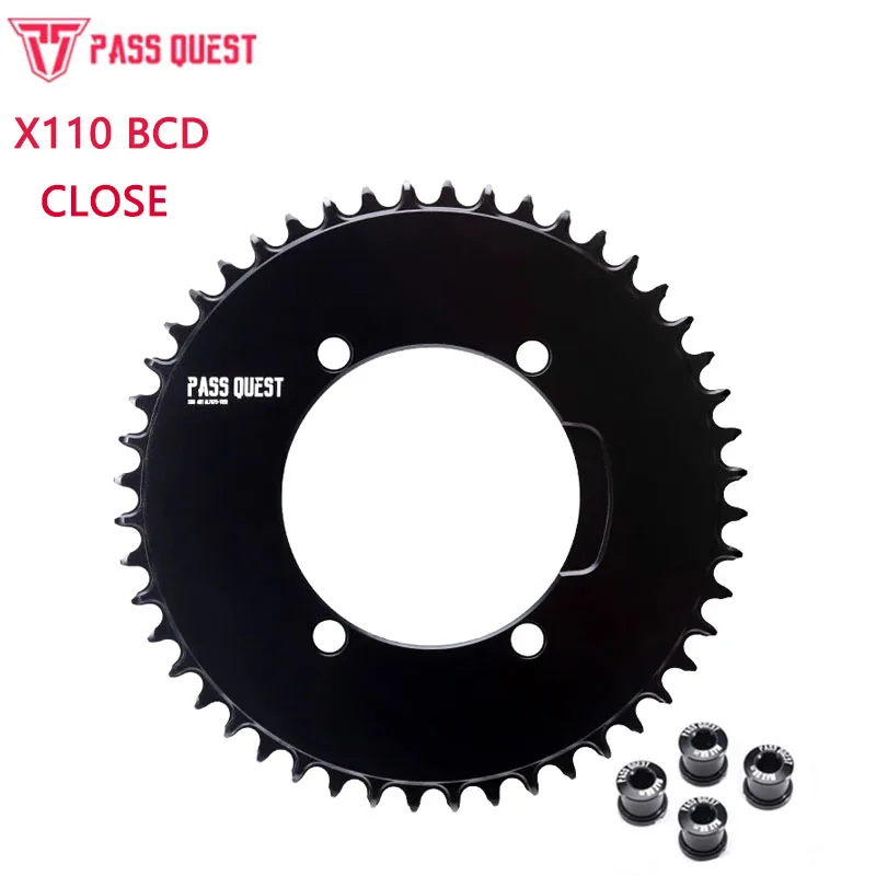 

PASS QUEST X110 BCD (4-bolt AERO) Round BLACK Narrow Wide Chainring support 9 10 11 12speed ordinary chain for road bikes