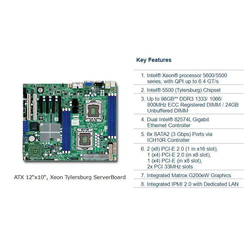 For Supermicro Server Motherboard 5500 (Tylersburg) Chipset Dual-way Xeon 1366 With Remote Support X5650 X8DTL-iF