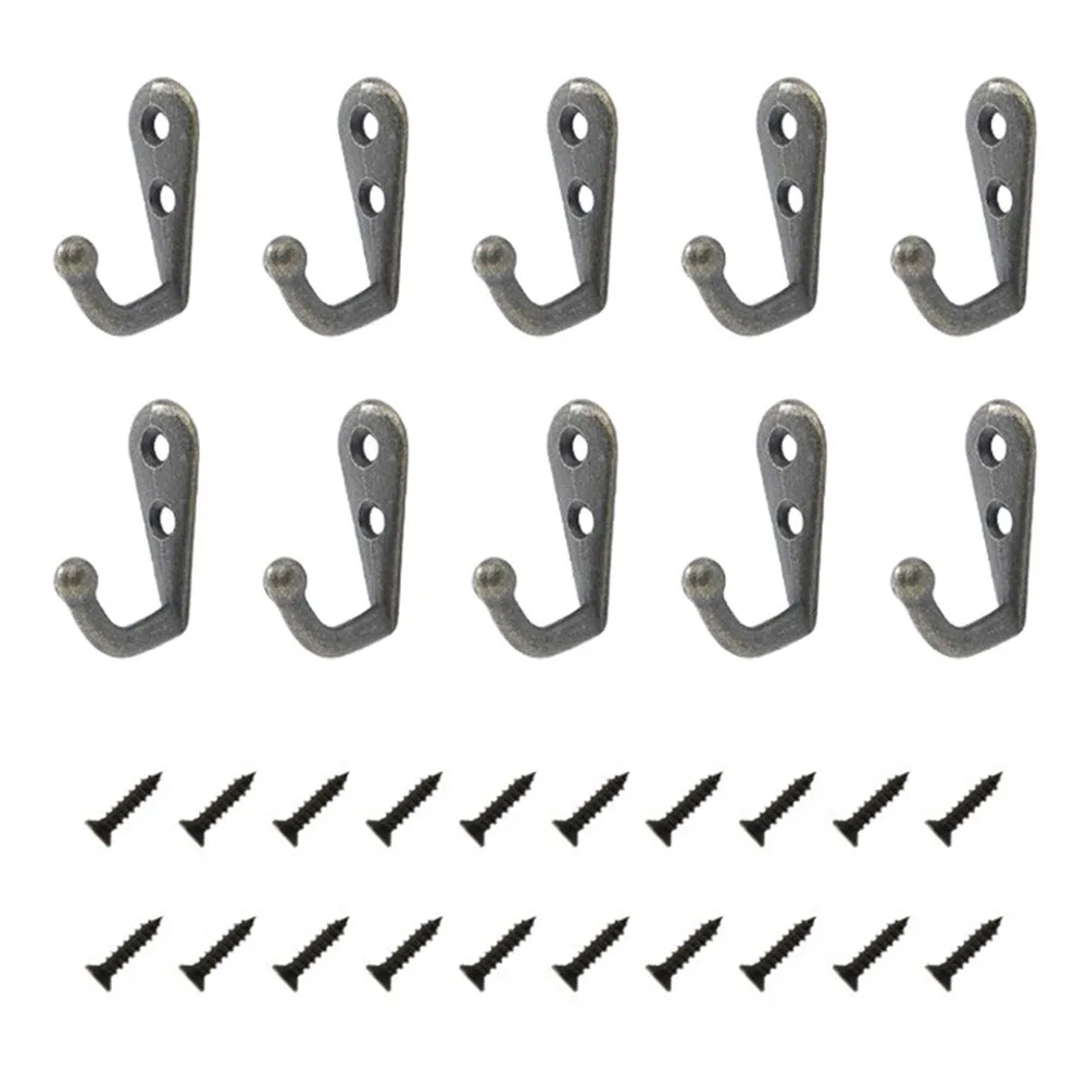 Silver Black Bronze Zinc Alloy Hooks Screws For Bathrooms Anti-rust Cast Antique Vintage Coat Hooks Zinc Alloy