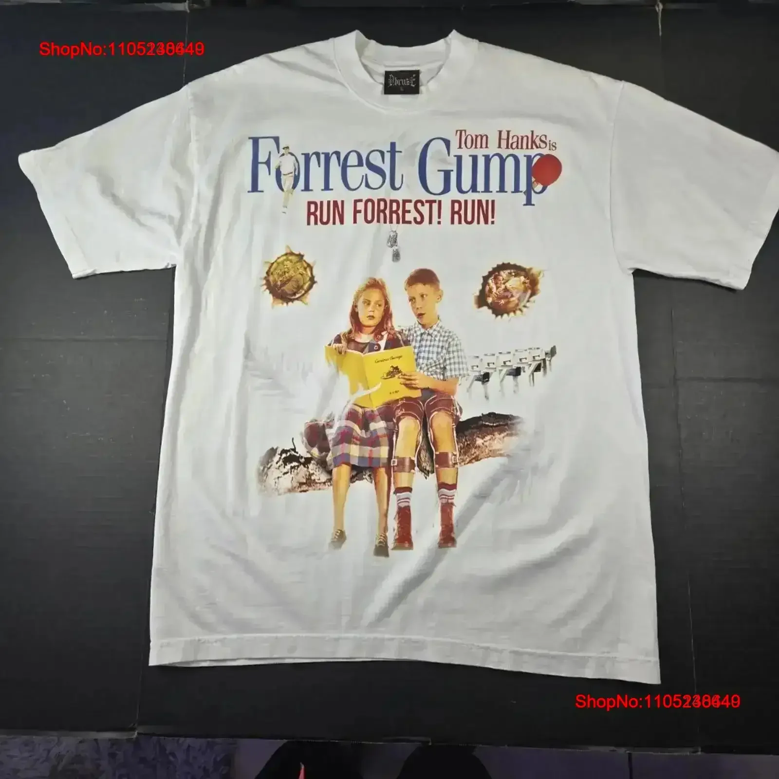 Deadstock Dbruze Forest Gump Tom Hanks Rap T Shirt Sz L 23x30 White vintage Washed Stretched homme Versatile Breathable