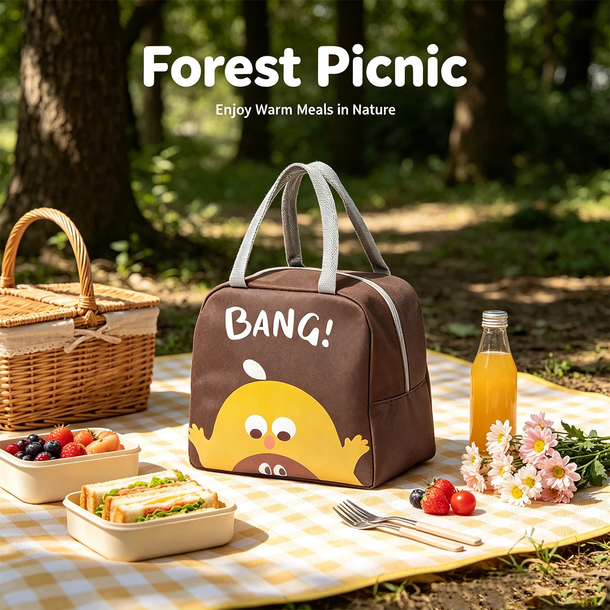 Cartoon Cute Lunch Box Insulated Bag Large Capacity Portable Picnic Bag Thermal Lunch Container