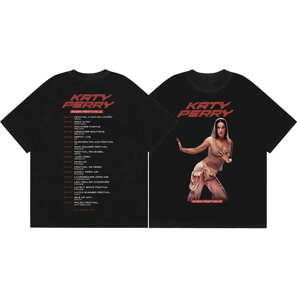 Camiseta Katy Perry 2026 Fastivals Tour Merch para Hombre y Mujer, Estilo Vintage, Manga Corta, Moda Hip Hop, Talla Grande