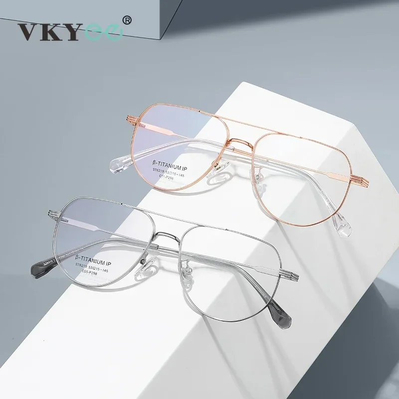 VICKY Titanium Myopia Astigmatism Eyeglass Frames Unisex Pilot Prescription Glasses Men Anti-blue Light Reading Glasses ST6219