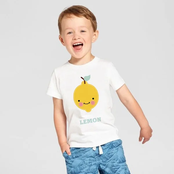 

Cute Lemon Print Kids Tshirt Fashion White Harajuku Tee Shirts Summer Funny Short Sleeve Children Boys Girls T-shirt Clothes