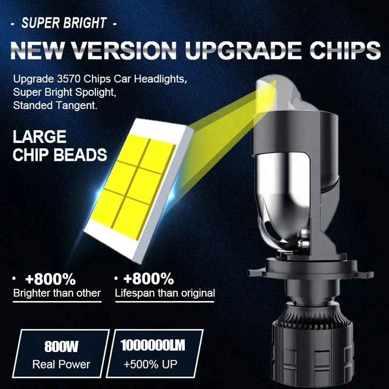 H4 LED مرحبا/لو ثنائي العارض عدسة سيارة العلوي أضواء الضباب CANBUS السوبر مشرق CSP رقائق شعاع السيارات/موتو كشافات لمبات 12 فولت LHD RHD