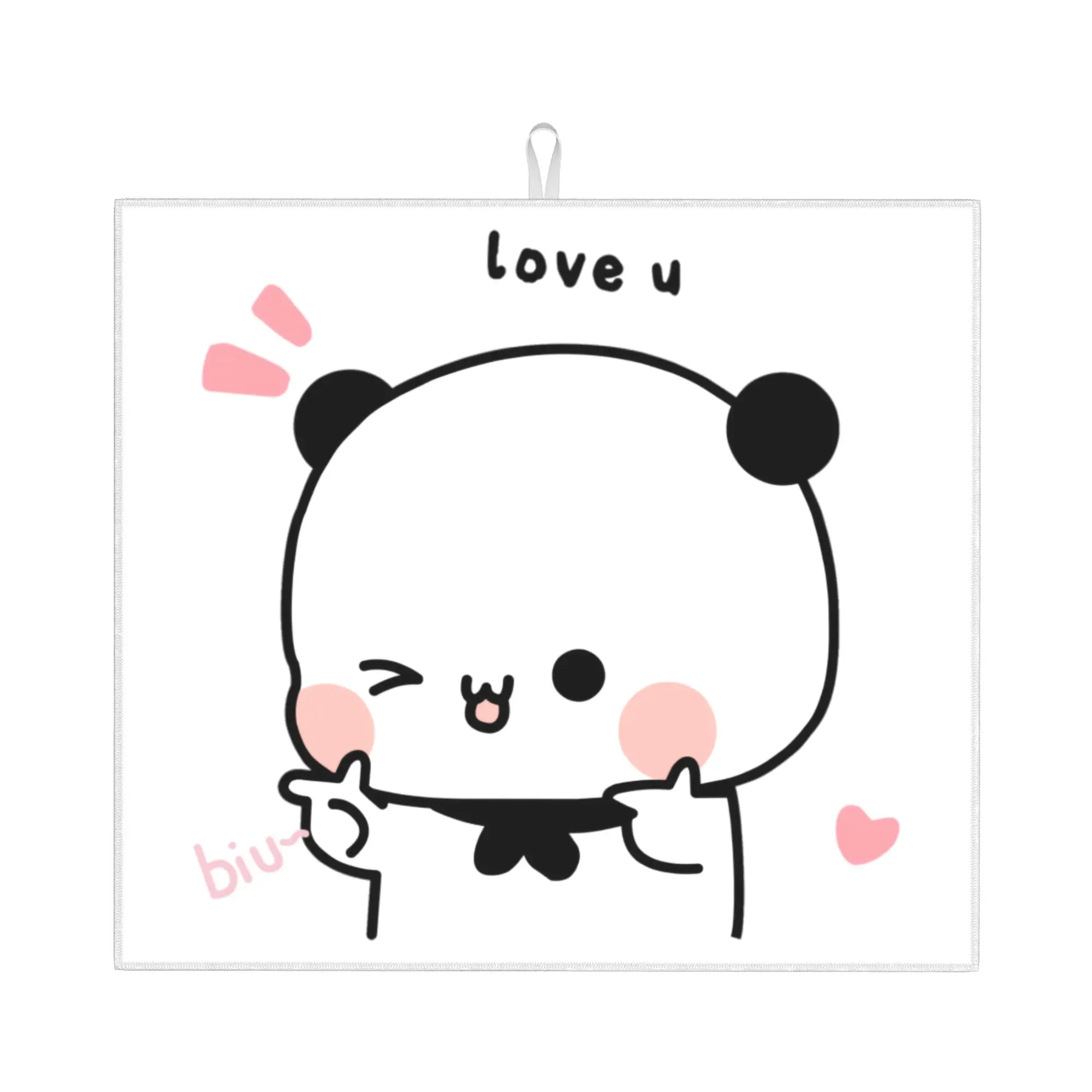 Bubu Dudu Panda And Brownie Bear Couple Non‑Slip Waterproof Absorbent Barware Tableware Oil Proof Reusable Mat For Kitchen