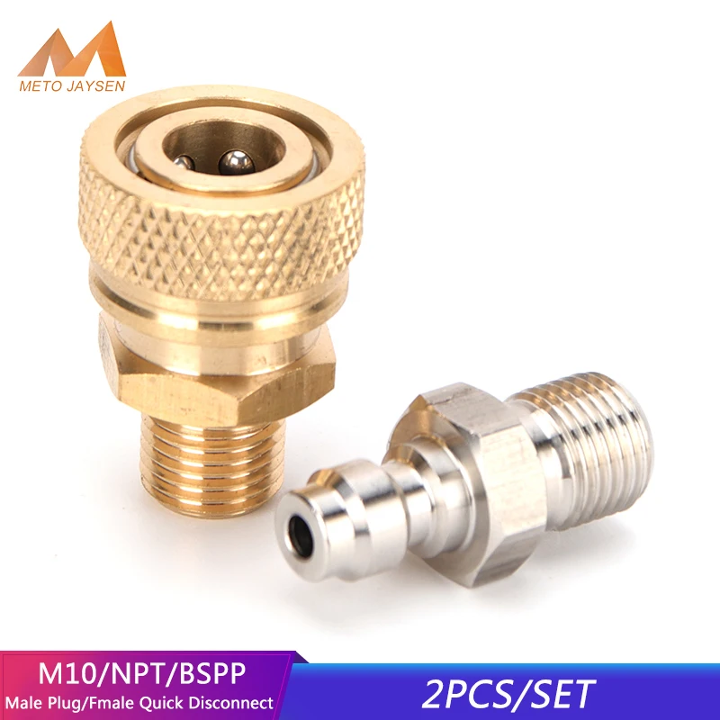 

2pcs Quick Disconnect Connect Fittings and Couplers Set NPT Quick Release Couplings Air Refilling M10x1 BSPP 4500psi Air Pumps