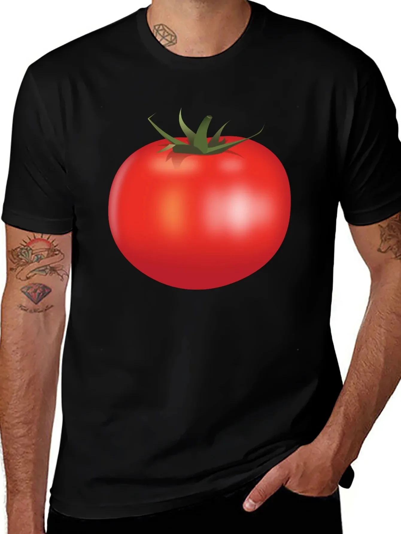 

Tomato Graphic Printing Men's T-Shirt Short Sleeve Cotton Tees Retro Hip-Hop Summer Y2k Tops Men Clothing Oversize T-shirt