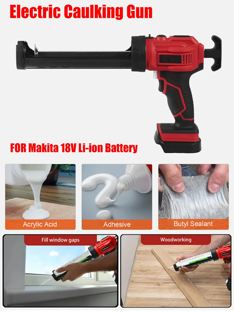 

Electric Glue Gun Glass Glue Caulking Gun 4 Speed Wireless Doors and Windows Electric Sewing Glue Tool for Makita 18-20V Battery