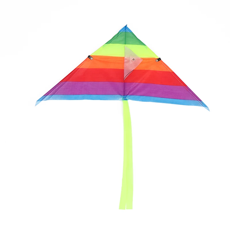 Cerf-volant Triangle Coloré Arc-en-ciel pour Enfant, Jouets de dehors Amusants en Plein Air avec Chaîne de 30m, 1 Pièce