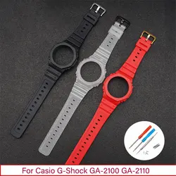 Correa de resina + funda para Casio G-SHOCK GA-2100, reemplazo de correa de reloj, liberación rápida, pulsera, funda de bisel protectora, hombres y mujeres