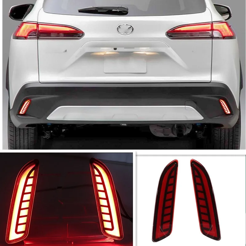 2PCS For Toyota Corolla Cross 2022 LED Rear Bumper Light Rear Fog Lamp Brake 3 Function