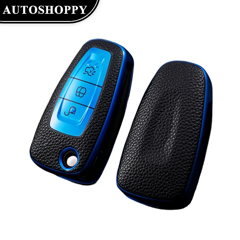 

Leather Car Key Cover Bag Case Shell for Ford Focus 23 MK3 ST RS Ecosport Kuga Escape Fiesta Fold C-Max S-Max Mondeo Accessories