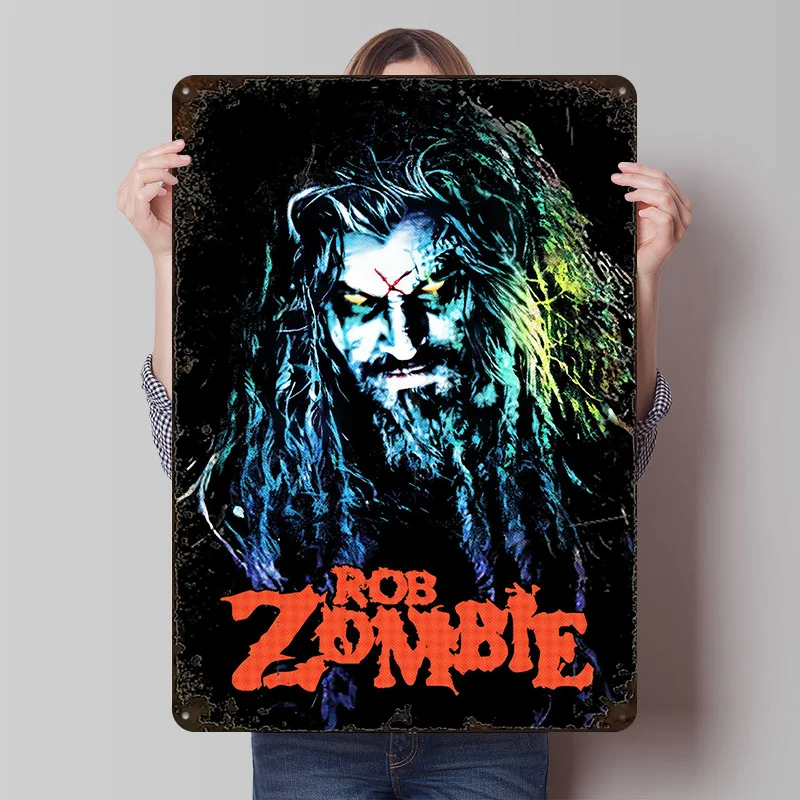 Rob Zombie Portrait Tinplate Poster Customized Wall Art Vintage Metal Signs Retro Plates for Room Decoration Gaming Office Decor