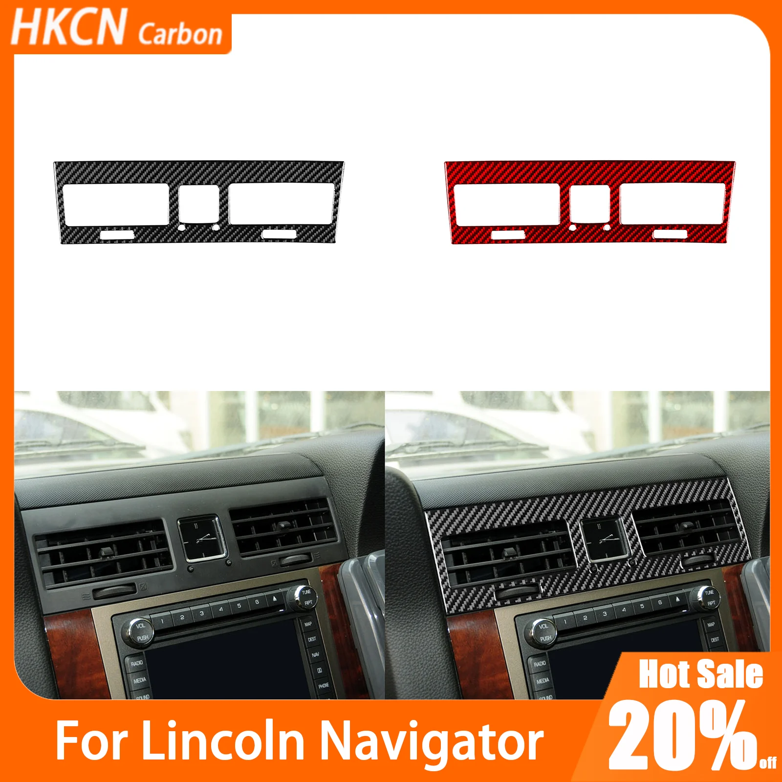 Car Interior Accessories Carbon Fiber Center Console Air Vent Outlet Panel Cover Trim Sticker For Lincoln Navigator 2007—2014 2