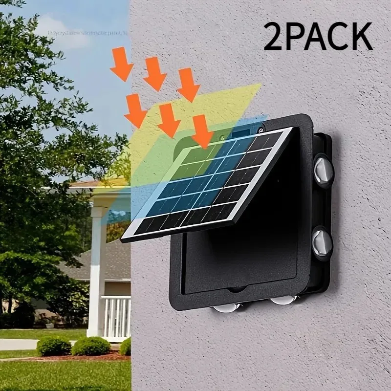 2팩 태양광 벽 조명 RGB/WW 8헤드 야외 세척 램프 8가지 조명 모드 조명 센서 제어 색상 변경 정원용