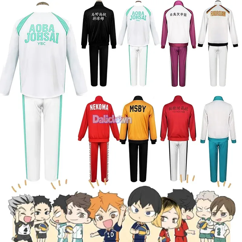 Anime Haikyuu Cosplay Haikyu disfraz Karasuno Aoba Johsai Shiratorizawa MSBY Nekoma uniforme chaqueta de voleibol chándal