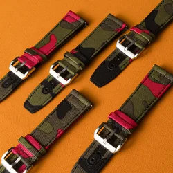 Canvas Watch Strap Codura Watchband Sailcloth Camo Watch Band Camouflage Quick Release Nylon Watch Band  20mm 22mm For Seiko