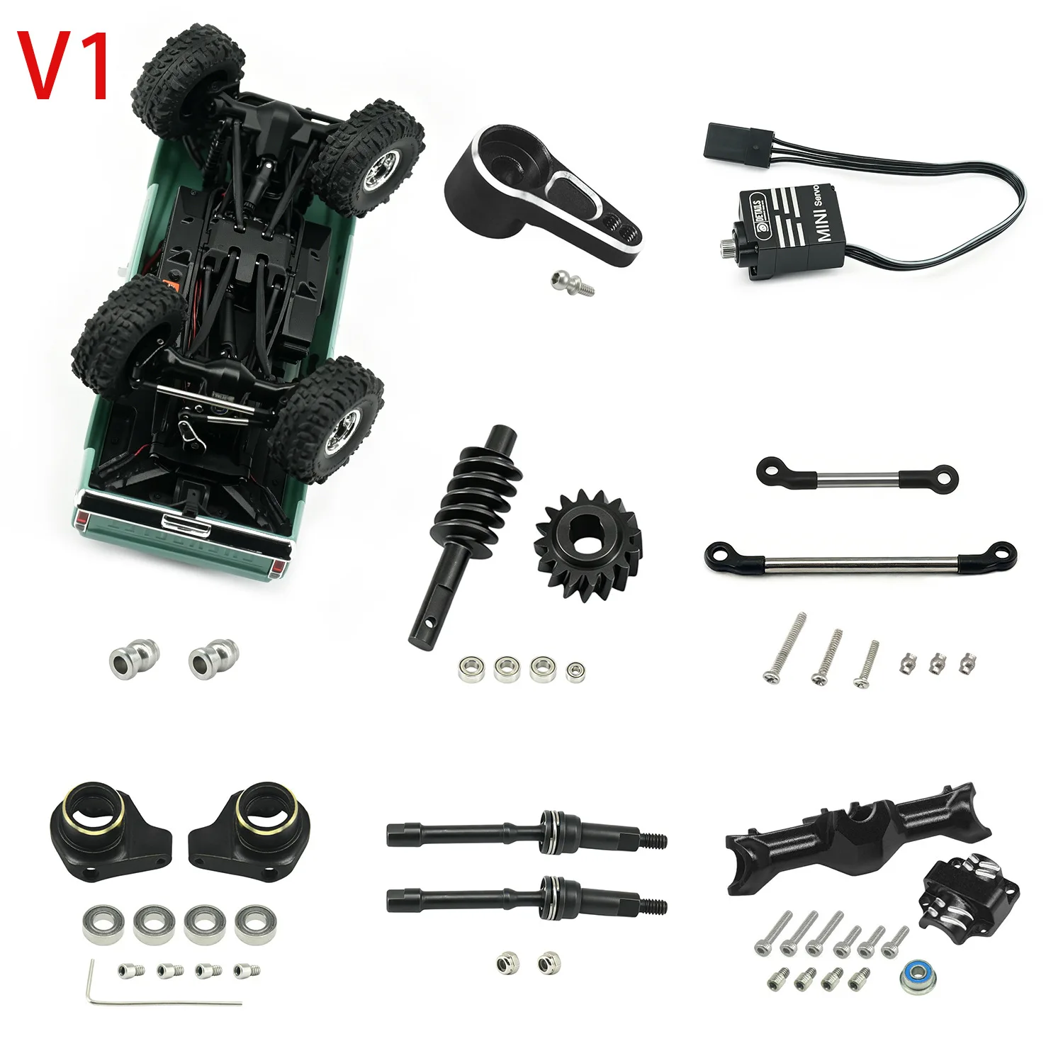 

1/30 Aluminum 4-Wheel Steer for Axial SCX30 Cars(Only upgrade rear Axle to Alu) BK: V1 Black