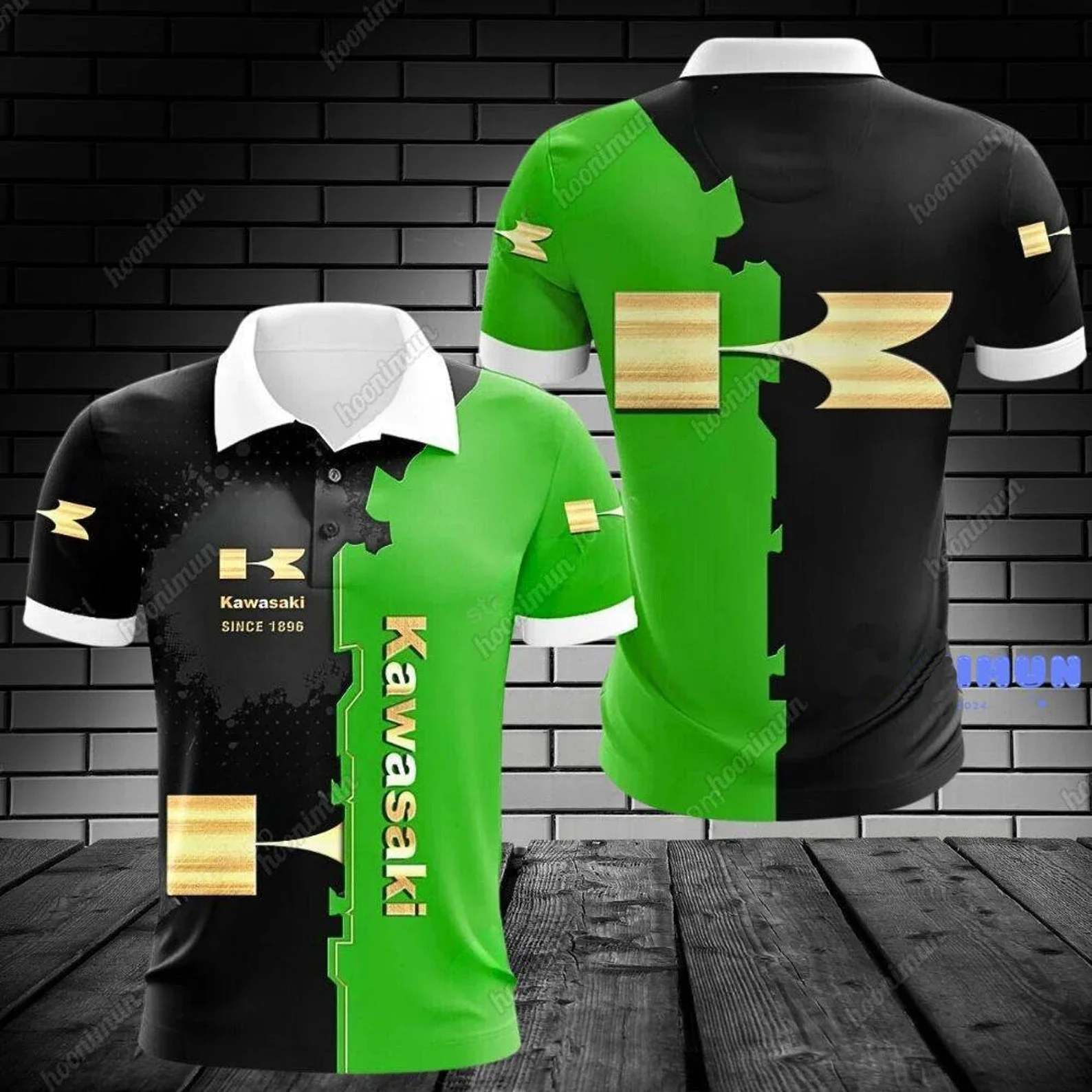 

Summer New Casual Outdoor Men Kawasaki Motorcycle Polo Shirt Fashion Breathable 3D Short Sleeved Polo Shirt Men Comfort Polo Top