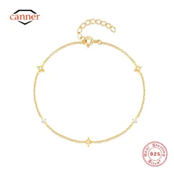CANNER 925 Sterling Silver Four-pointed Star Zircon Bracelet  For Women 18K Gold Ins Classic Simple Bracelet Fine Jewelry Gift