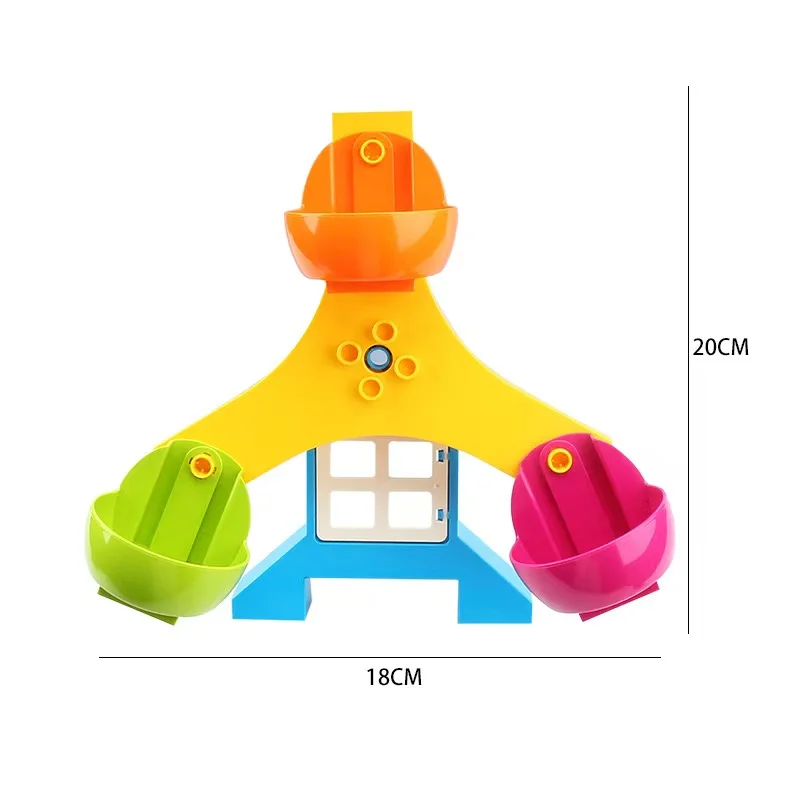 Grote Bouwsteen Draaiende Reuzenrad Bus Racewagen Marmeren Run Compatibel Duplo Educatief Creatief Speelgoed Kinderen Kids Cadeau