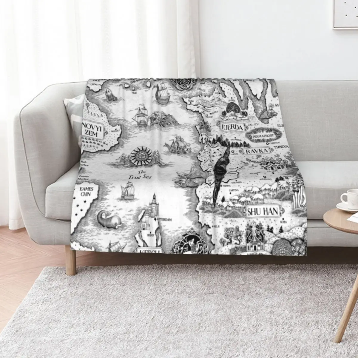 

Grisha Map 2 Throw Blanket Winter beds warm for winter Cute Plaid Luxury Thicken Blankets