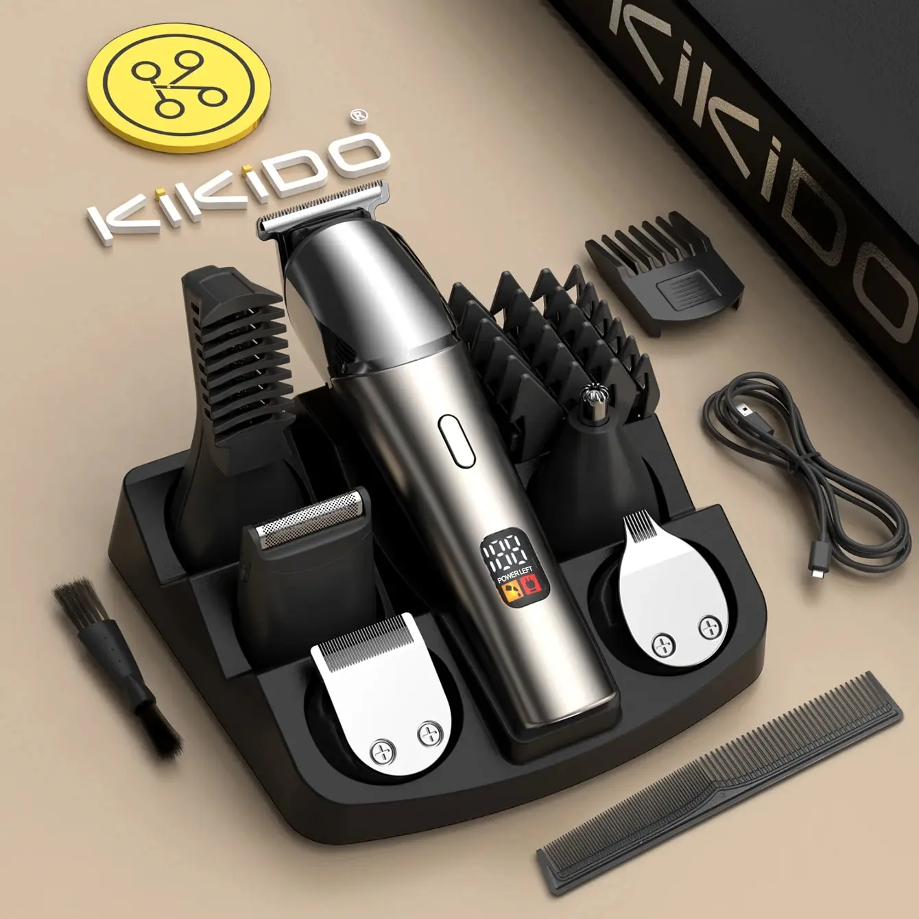 KIKIDO KK-9001T 11-in-1 Waterproof Hair Trimmer Set: Multi-Purpose Grooming Kit with Precision Blades, Ergonomic Design, and Lon