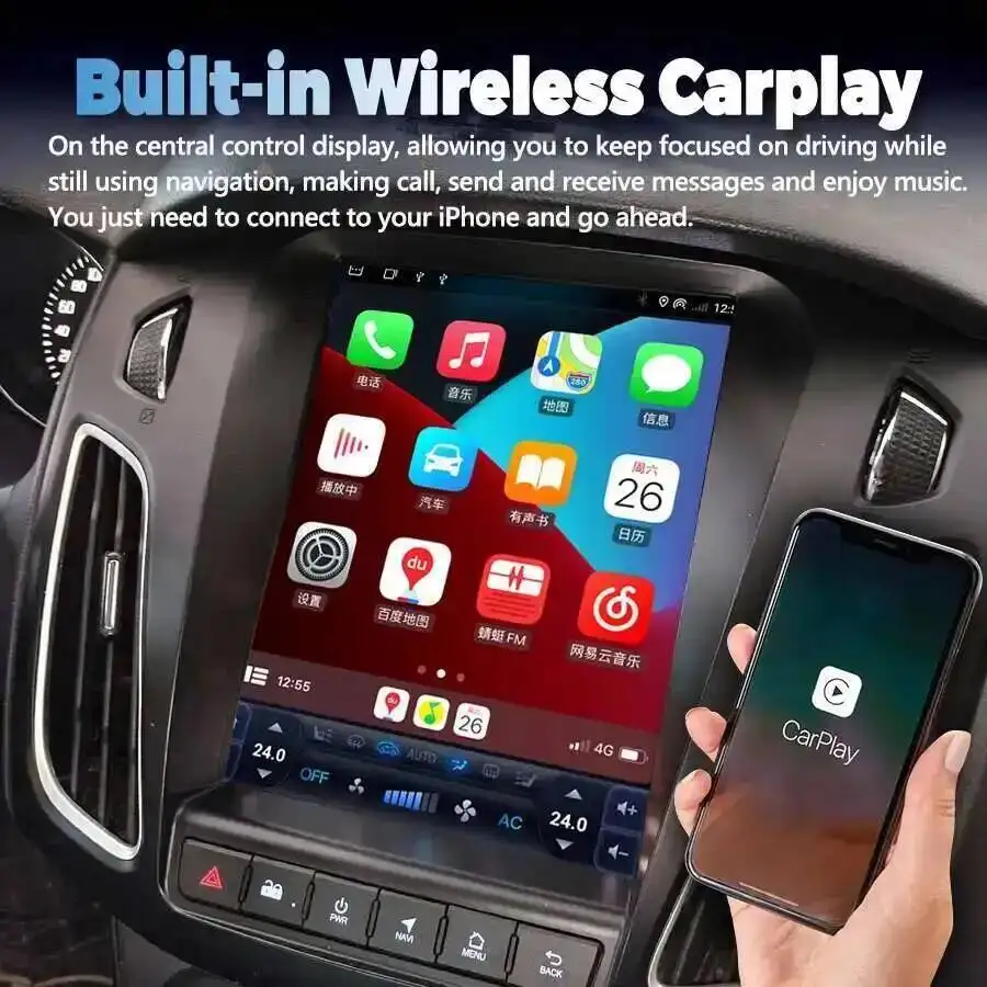 Car Radio Multimedia Player Stereo Car GPS Navigation 4G WiFi Head Unit 9.7inch Android 15 Screen For Ford Focus 3 MK3 2011-2019