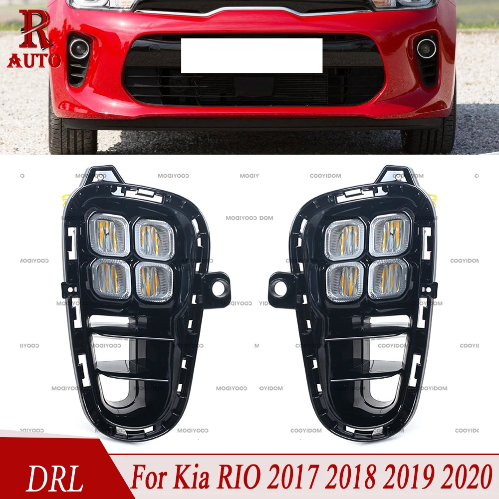 LED DRL Daytime Running Light Fog Light Turn Signal Light Driving Lamp Headlight Foglamp For Kia RIO 2017 2018 2019 2020