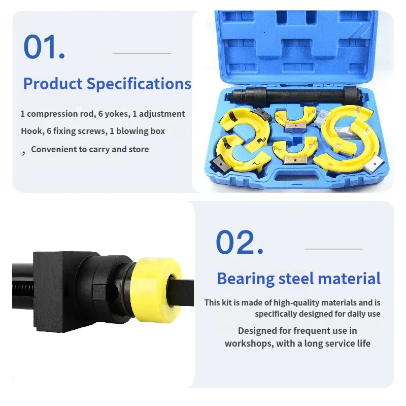 Non-disassembling shock absorber disassembly tool, truck and car shock absorber damper removal tool, spring compression tool