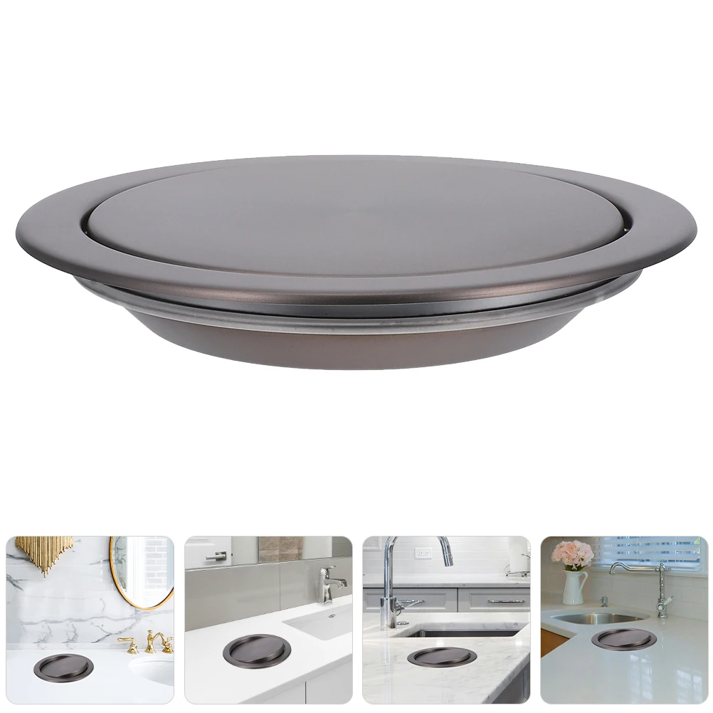 

Stainless Steel Trash Can Lid Swing Flap Cover for Kitchen Bathroom Countertop Embedded Bin Balance Flap Easy Install Sleek