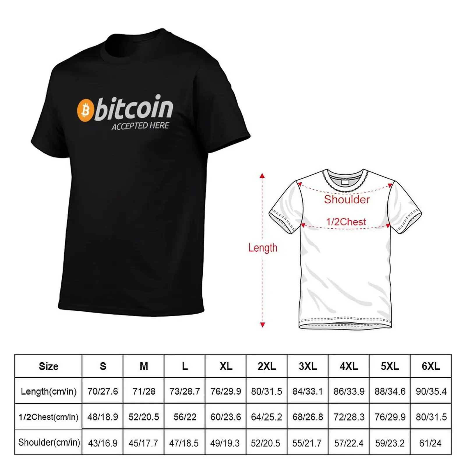 Bitcoin Shirt Bitcoin Accepted Here - BTC Logo Classic T-Shirt Lightweight Casual Summer T-Shirt