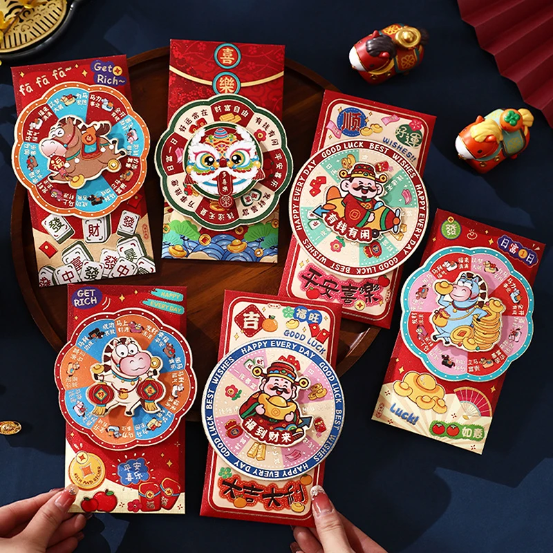 

1Pc Cartoon Red Packet For Spring Festival 2026 Year Of The Horse Chinese New Year Lucky Money Envelopes