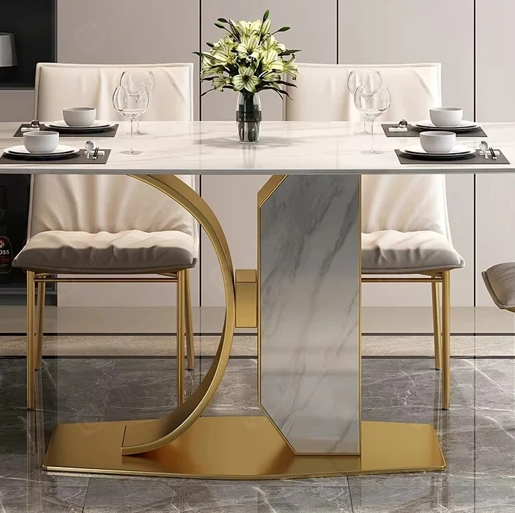 Factory Direct 2026 Factory Direct Sales Senior Sense Light Luxury Rock Plate Household Dining Table and Chair Combination