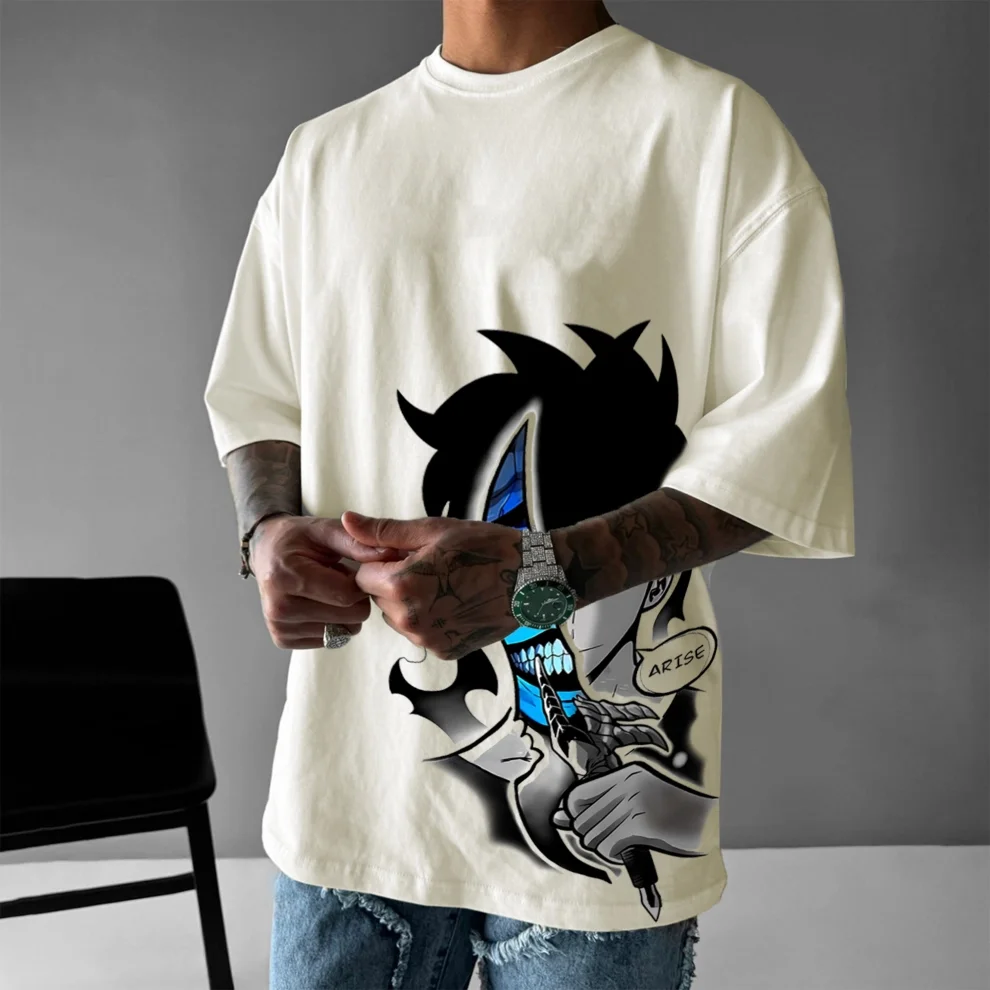 Anime Solo Leveling Oversize Graficzne Koszulki Męskie Y2k Damskie Bawełniane Krótkie Rękawy T-shirty Bawełniane Codzienne Topy Letnia Odzież Uliczna Marka