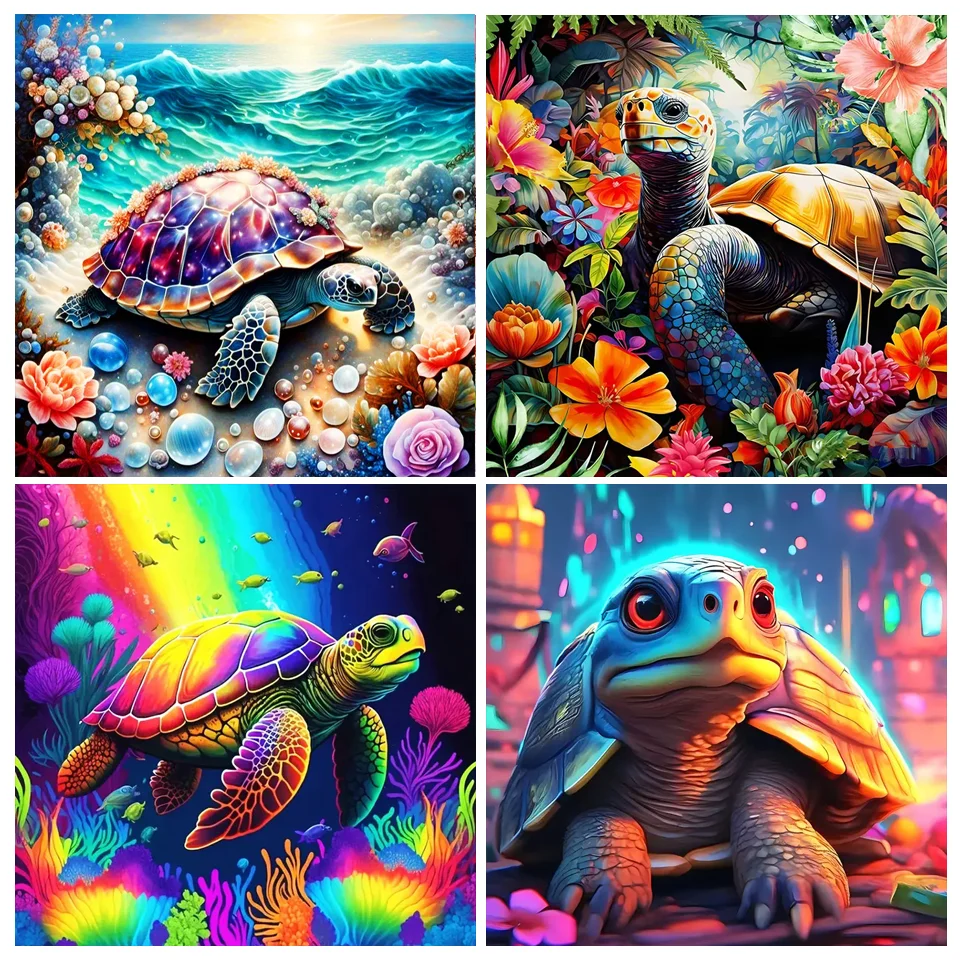 Full Square/Round Diamond Painting Kit Sea Turtle Cartoon Home Decor Mosaic Animal Cross Stitch Set Wall Art