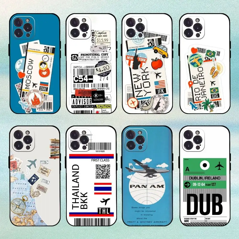 

Zzz-Air Ticket Bar Code Label Phone Case For iPhone 16,15,14,13,12Plus,Pro Max,XS,5G Soft Silicone Black Cover