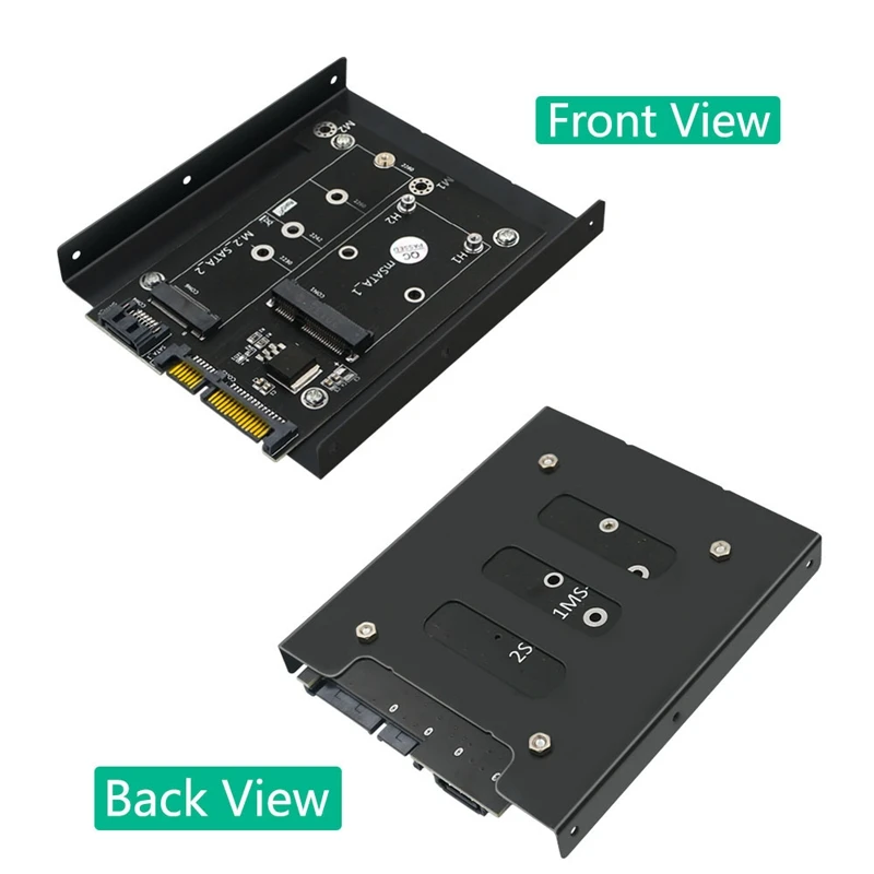Versión actualizada 2 en 1 MSATA / M.2 NGFF SSD a tarjeta adaptadora convertidora SATA3 dual con soporte HDD de 3,5 pulgadas
