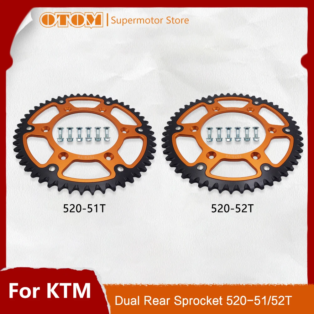 

Motorcycle 51T/52T Rear Dual Sprocket Steel Aluminum 520 Chain Brake For KTM SXF EXCF XCFW HUSQVARNA TC FC FE GASGAS MCF ECF EXF