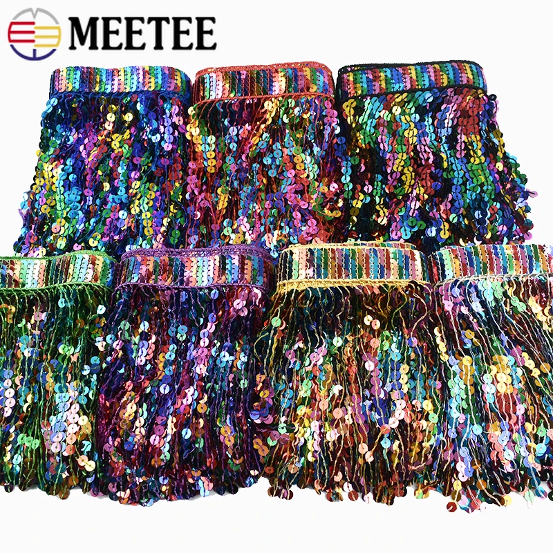 

2/4Yards 16cm Sequin Fringes Tassel Latin Dress Lace Trim Party Costume Decorative Trimmings Tassels Fringe Sewing Accessories