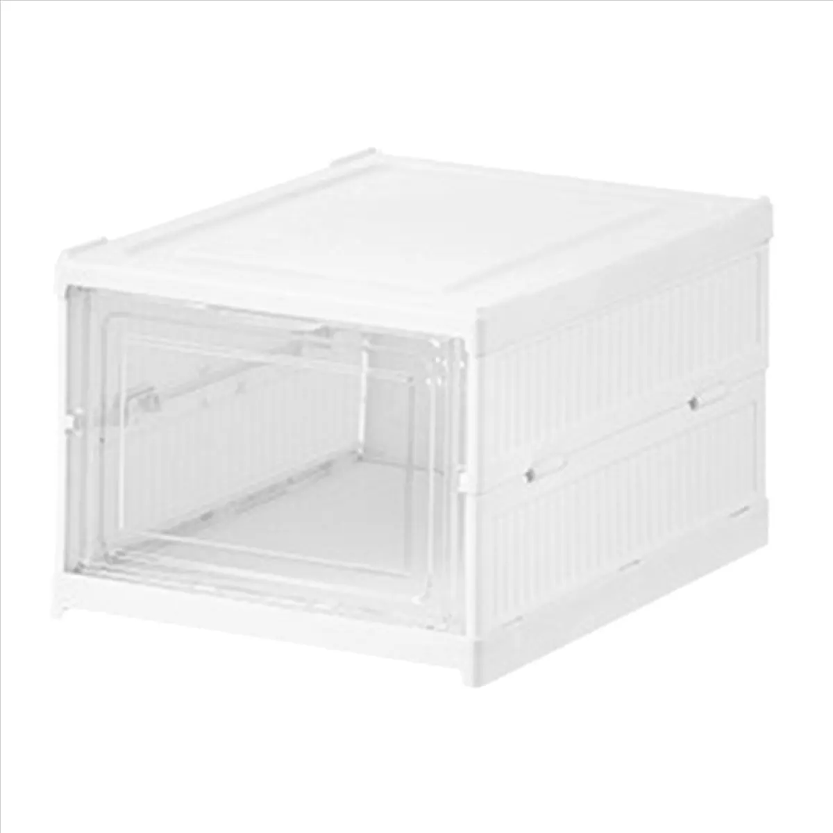 HITL Shoe Storage Box Installation-Free Foldable Shoe Organizers with Clear Door Space-Saving Shoe Rack Sturdy Clear Plastic