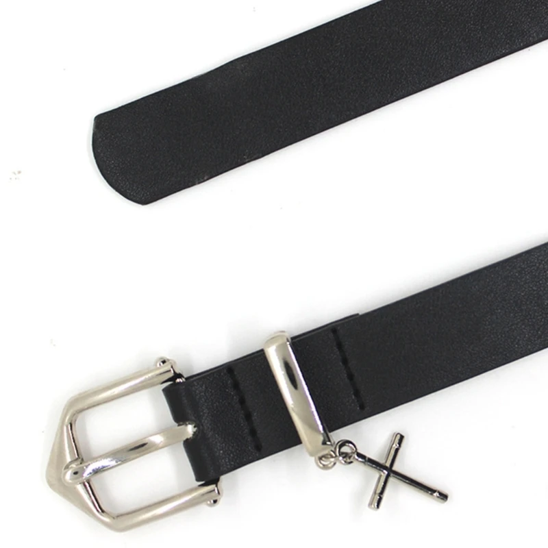 Adult Waist Belt with Adjustable Pin Buckle Universal PU Waist Belts with Dangle Cross for Women Coat Dress Decors