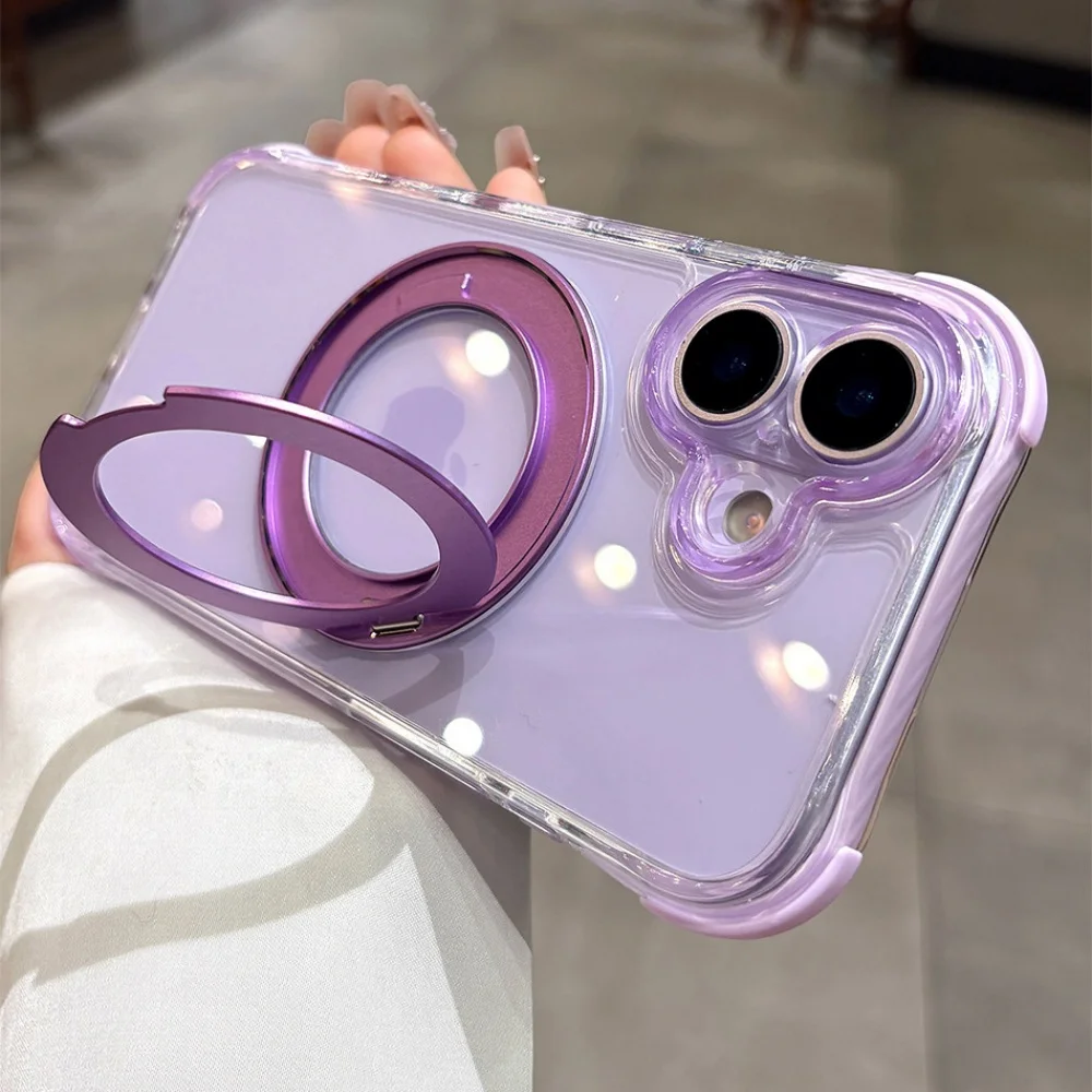 Kristallklare MagSafe-Handyhülle für iPhone 18 17 16 15 14 Pro Max mit drehbarer magnetischer Halterung, stoßfester Bumper-Cover – Detail 17