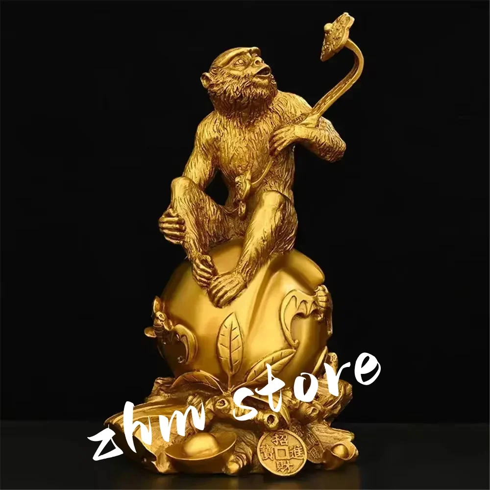Feng Shui Attract Wealth Copper Animal Ruyi Monkey Ornaments Zodiac Blessing Life Home Living Room Decor